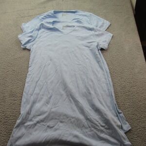 Hanes Sleepwear Womens  V Neck Light Blue Short Sleeve T Shirt Sleep Dress XL